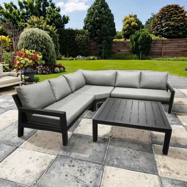Modern Outdoor Garden Aluminum Patio Pool Furniture Small End Table Side Table Coffee Metal with Panel Wood Style