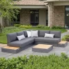 Minimalist Large Teak Wood Outdoor Lounge Furniture Set Durable Modern Outdoor Seating for Apartments Villas Courtyards Gardens