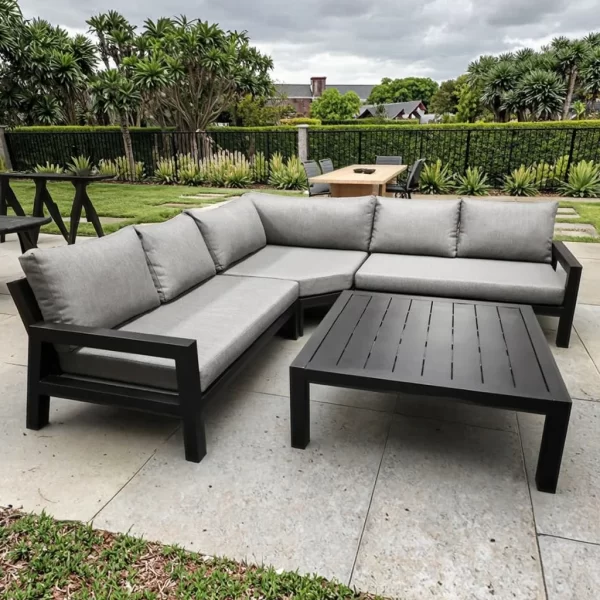 Modern Luxury Outdoor Aluminum Patio Furniture Set Waterproof Metal All-Weather for Hotels Gardens Courtyards Living Rooms