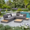Modern Industrial Style Outdoor Sofa Set Waterproof Teak Wood Furniture for Courtyards Hotels Parks Villas