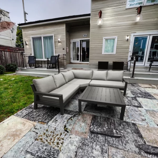 Modern Outdoor Aluminum Sectional Sofa Set for Garden Courtyard or Apartment Exterior Use