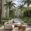 Luxury Modern Outdoor Garden Furniture Sets L-Shaped Teak Wooden Aluminum and Sofa for Patio or Hotel  for Apartment