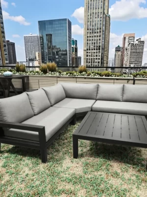 Modern Outdoor Aluminum Sectional Sofa Set for Garden Courtyard or Apartment Exterior Use