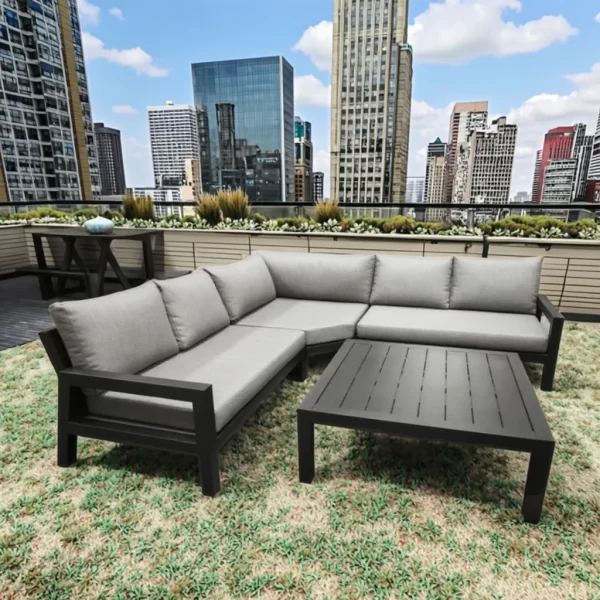 Modern Outdoor Aluminum Sectional Sofa Set for Garden Courtyard or Apartment Exterior Use