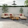 Luxury Modern Outdoor Garden Furniture Sets L-Shaped Teak Wooden Aluminum and Sofa for Patio or Hotel  for Apartment