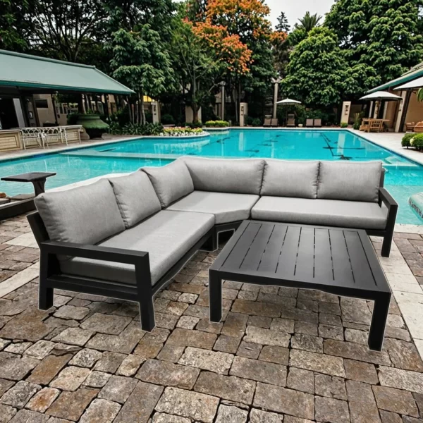 Modern Outdoor Aluminum Sectional Sofa Set for Garden Courtyard or Apartment Exterior Use