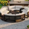 Contemporary Waterproof and Weather-Resistant Outdoor Furniture Set Aluminum Arc-Shaped Sofa Design for Patio or Backyard Use