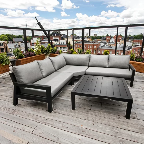 Luxury Modern Outdoor Sofa Set Waterproof Metal Patio Furniture for All Weather for Garden Living Room or Hotel