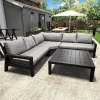 Modern Outdoor Leisure Lounge Furniture L-Shaped Sectional Sofas Aluminium Patio Set Rattan for Backyards Courtyards Parks