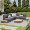 Minimalist Large Teak Wood Outdoor Lounge Furniture Set Durable Modern Outdoor Seating for Apartments Villas Courtyards Gardens
