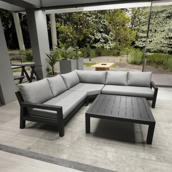 Modern Outdoor Aluminum Sectional Sofa Set for Garden Courtyard or Apartment Exterior Use