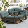 Contemporary Waterproof and Weather-Resistant Outdoor Furniture Set Aluminum Arc-Shaped Sofa Design for Patio or Backyard Use