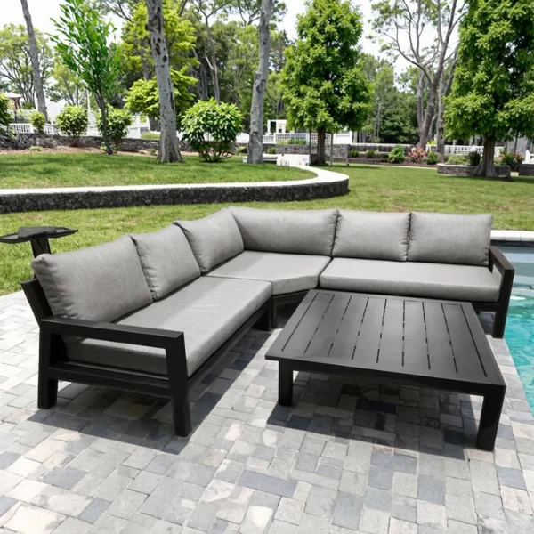 Modern Luxury Outdoor Aluminum Patio Furniture Set Waterproof Metal All-Weather for Hotels Gardens Courtyards Living Rooms