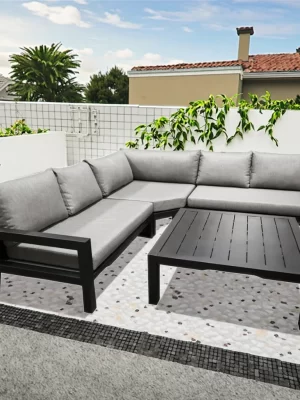 Luxury Modern Outdoor Sofa Set Waterproof Metal Patio Furniture for All Weather for Garden Living Room or Hotel