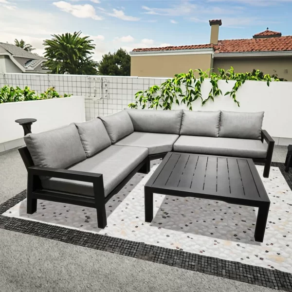 Luxury Modern Outdoor Sofa Set Waterproof Metal Patio Furniture for All Weather for Garden Living Room or Hotel