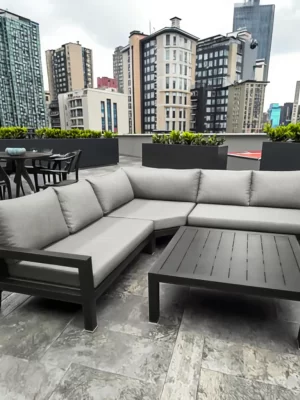 Modern Luxury Outdoor Aluminum Patio Furniture Set Waterproof Metal All-Weather for Hotels Gardens Courtyards Living Rooms