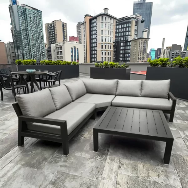 Modern Luxury Outdoor Aluminum Patio Furniture Set Waterproof Metal All-Weather for Hotels Gardens Courtyards Living Rooms