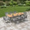 Outdoor Dining Set with Aluminum Frame and Rope Weaving Waterproof Wood Panel for Patio Courtyard Hotels Parks Villas