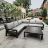 Modern Outdoor Leisure Lounge Furniture L-Shaped Sectional Sofas Aluminium Patio Set Rattan for Backyards Courtyards Parks