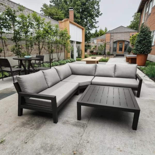 Modern Outdoor Leisure Lounge Furniture L-Shaped Sectional Sofas Aluminium Patio Set Rattan for Backyards Courtyards Parks