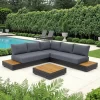 Minimalist Large Teak Wood Outdoor Lounge Furniture Set Durable Modern Outdoor Seating for Apartments Villas Courtyards Gardens