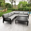 Modern Outdoor Garden Aluminum Patio Pool Furniture Small End Table Side Table Coffee Metal with Panel Wood Style
