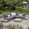 Modern High Quality Outdoor Sectional Sofa Set Rattan Material with Teak for Garden Park Hotel Balcony or Patio Use