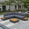 Modern High Quality Outdoor Sectional Sofa Set Rattan Material with Teak for Garden Park Hotel Balcony or Patio Use