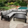 Modern Outdoor Leisure Lounge Furniture L-Shaped Sectional Sofas Aluminium Patio Set Rattan for Backyards Courtyards Parks