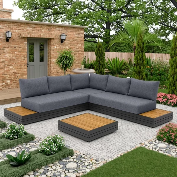 Modern Contemporary Outdoor Garden Set Waterproof Wood Furniture for Dining for Courtyard Hotels Parks & Villas Wholesale Prices