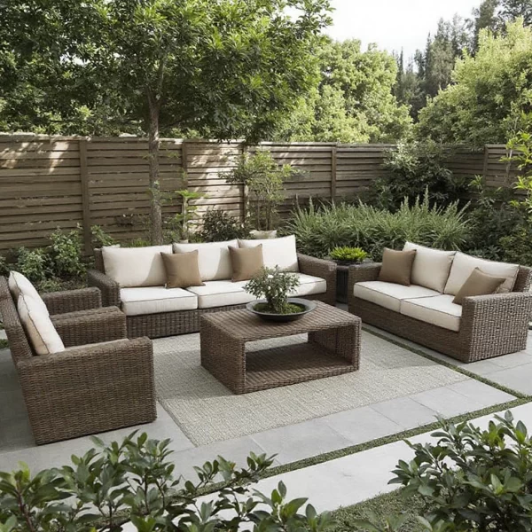 Modern Outdoor Waterproof Rattan Sofa Set Weather-Resistant Furniture for Courtyard Garden Park Living Room or Hotel