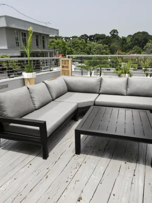 Modern Outdoor Leisure Lounge Furniture L-Shaped Sectional Sofas Aluminium Patio Set Rattan for Backyards Courtyards Parks