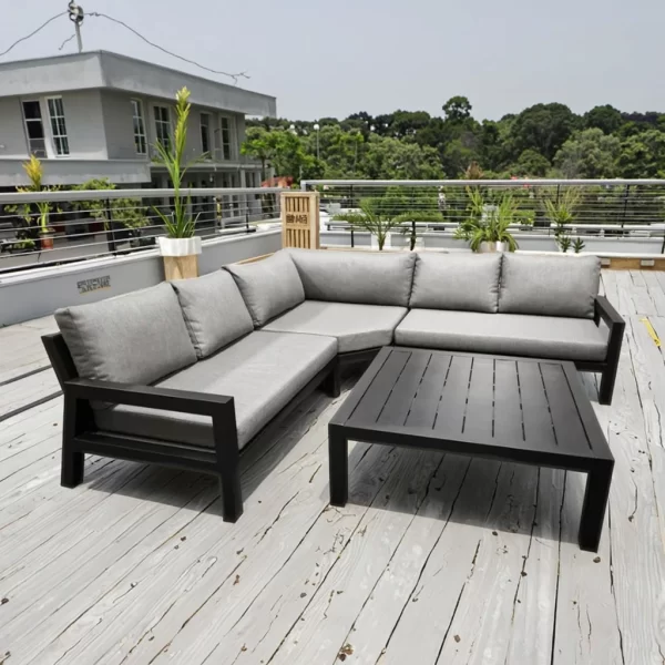 Modern Outdoor Leisure Lounge Furniture L-Shaped Sectional Sofas Aluminium Patio Set Rattan for Backyards Courtyards Parks