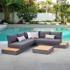 Modern High Quality Outdoor Sectional Sofa Set Rattan Material with Teak for Garden Park Hotel Balcony or Patio Use