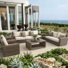 Modern Outdoor Waterproof Rattan Sofa Set Weather-Resistant Furniture for Courtyard Garden Park Living Room or Hotel