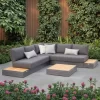 Minimalist Large Teak Wood Outdoor Lounge Furniture Set Durable Modern Outdoor Seating for Apartments Villas Courtyards Gardens