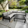 Modern Outdoor Leisure Lounge Furniture L-Shaped Sectional Sofas Aluminium Patio Set Rattan for Backyards Courtyards Parks